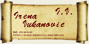 Irena Vukanović vizit kartica